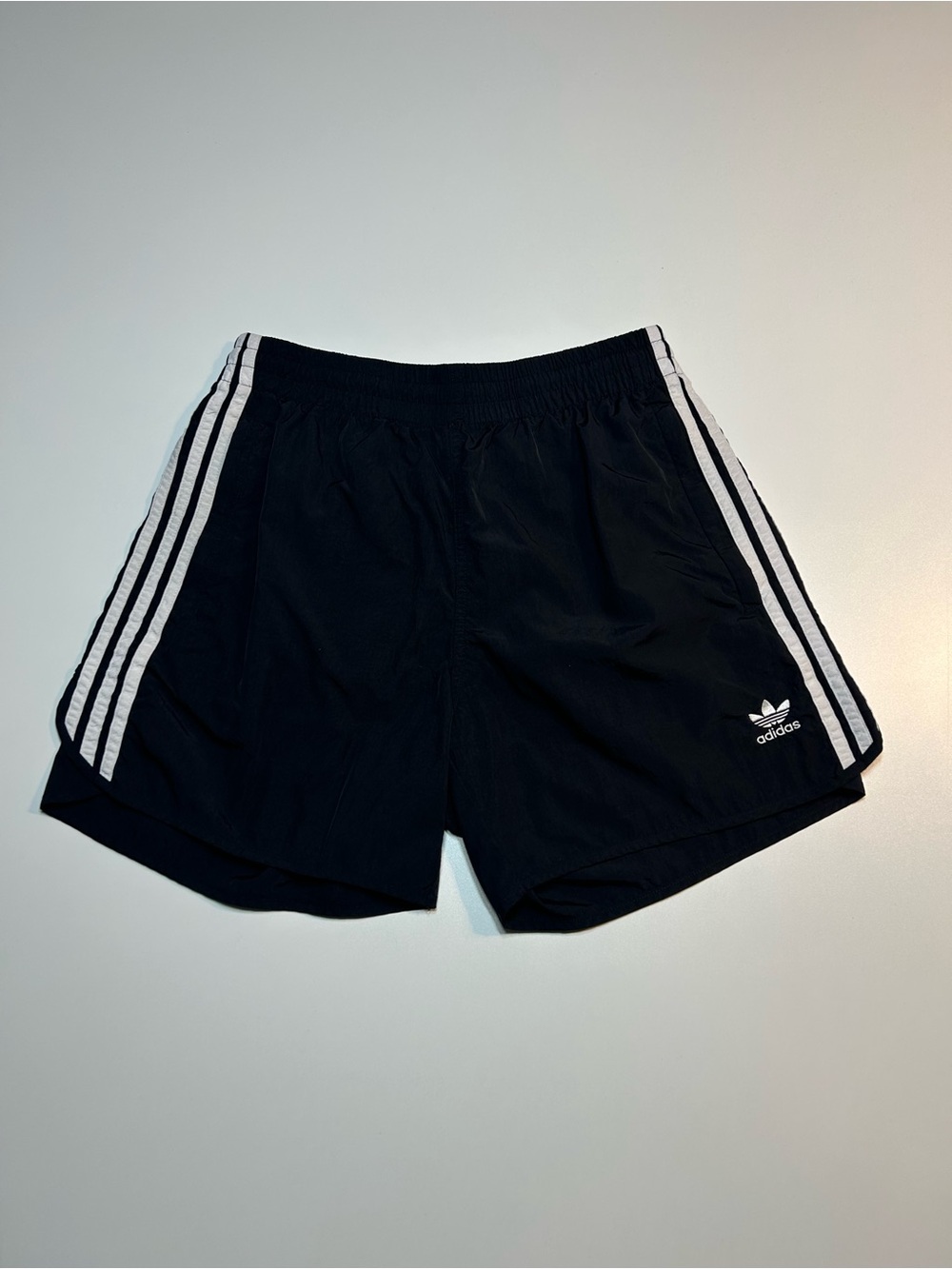 Adidas Originals Black Sprinter Shorts White 3-Stripe Trefoil Logo Athletic